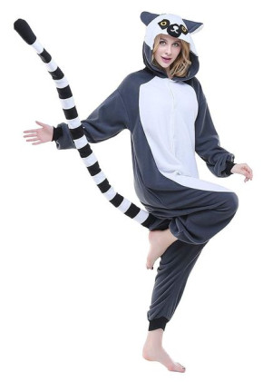 Onesie Kombinezon Lemur Czarno-Biały XL
