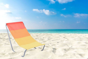 Leżak Turystyczny Plażowy Składany- Pomarańczowe Pasy