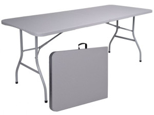 Stół Cateringowy Rattan Składany W Walizkę - 180 Cm Szary