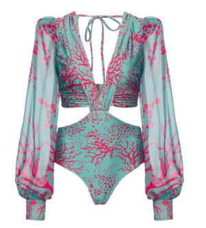 Jednoczęściowy strój kąpielowy boho rękaw body L
