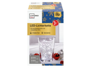 Łańcuch świetlny 20LED lampki choinka święta zimna