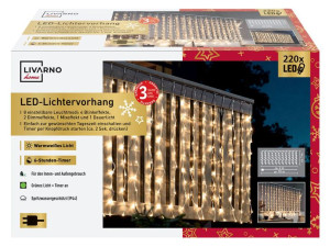 Kurtyna świetlna 220LED lampki święta biały ciepły