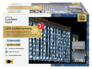 Kurtyna świetlna 220LED lampki święta biały zimny
