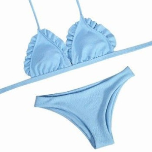 Strój kąpielowy baby blue falbanka M
