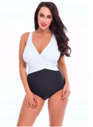 Jednoczęściowy strój kąpielowy plus size BIAŁY XXL