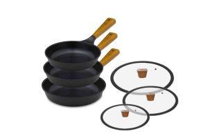 Zestaw Gerlach Patelnie z powłoką ceramiczną Natur 20+24+28 z pokrywkami