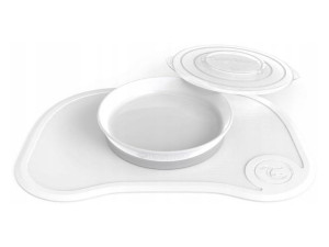 Twistshake Mata Click Mat Mini pod naczynia + talerz z pokrywką White