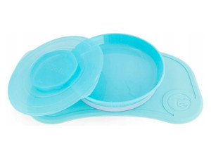 Twistshake Mata Click Mat Mini pod naczynia + talerz z pokrywką Pastel Blue