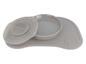 Twistshake Mata Click Mat Mini pod naczynia + talerz z pokrywką Pastel Grey