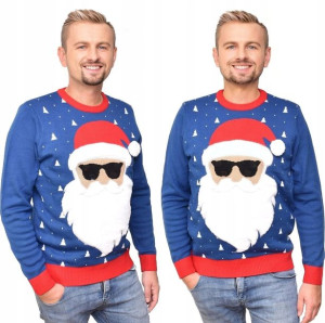 Świąteczny sweter z światełkami LED i Mikołajem S