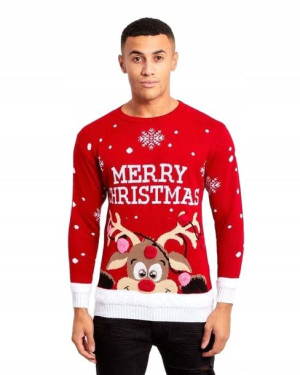 Sweter świąteczny z Reniferem Merry Christmas L/XL