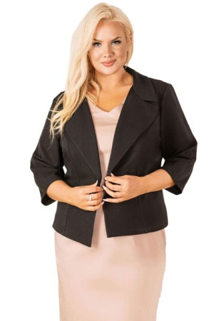 Żakiet-bolerko BETTINA z kołnierzem czarny 56 PLUS SIZE
