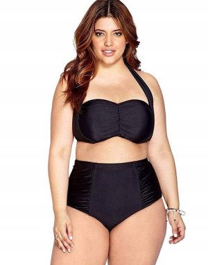 Strój kąpielowy plus size czarny push up XL