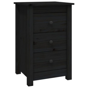 Szafka nocna, czarna, 40x35x61,5 cm, lite drewno sosnowe