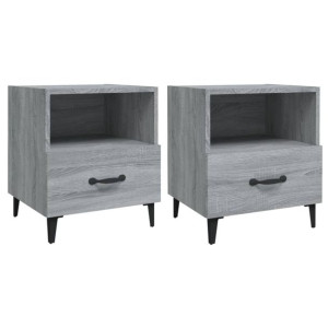 Szafki nocne, 2 szt., szary dąb sonoma, materiał drewnopochodny