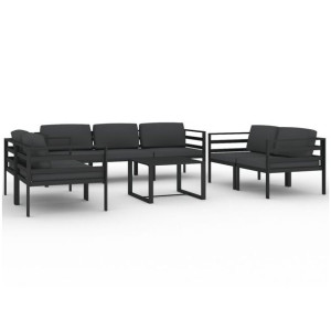 8-cz. zestaw mebli ogrodowych, poduszki, aluminium, antracyt