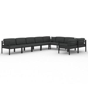 9-cz. zestaw mebli ogrodowych, poduszki, aluminium, antracyt