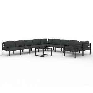 11-cz. zestaw mebli ogrodowych, poduszki, aluminium, antracyt