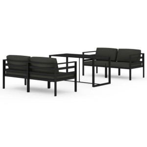 5-cz. zestaw mebli ogrodowych, poduszki, aluminium, antracyt
