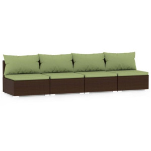 4-osobowa sofa ogrodowa z poduszkami, polirattan, brązowa