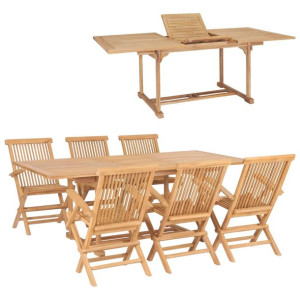 7-cz. zestaw mebli do ogrodu, 150-200x100x75 cm, drewno tekowe