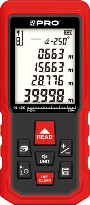 PRO DL-40X dalmierz laserowy czerwona wiązka do 40m, LCD, IP54