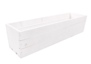 Biała Drewniana Skrzynka Na Kwiaty I Zioła 60x18x15 Cm