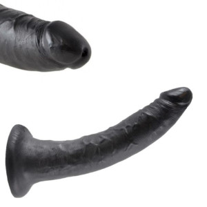 Czarne Wygięte Dildo z przyssawką 18 cm King Cock