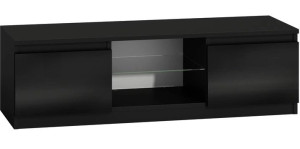 Stolik Tv Rtv 120 Czarny Lakier Front Szyba + Led
