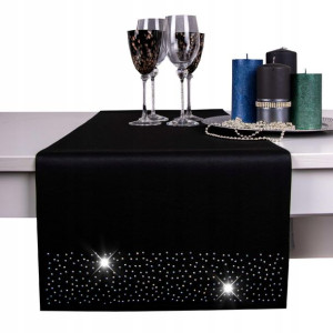 bieżnik na stół gładki BRYLANT 40x120 czarny +sr