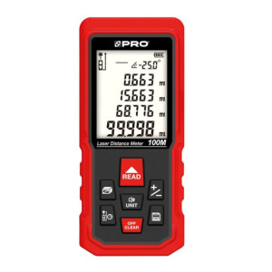 PRO DL-100X dalmierz laserowy czerwona wiązka do 100m, LCD, IP54 (7444)