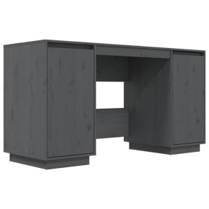 Biurko, szare, 140x50x75 cm, lite drewno sosnowe