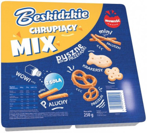 Aksam Beskidzkie Chrupiący mix paluszki, krakersy, precelki, paluchy 250 g