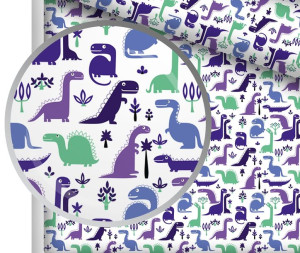 Tkanina Bawełniana Dziecięca Pościel Dinozaury Din