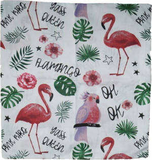 Bawełniana Poszewka 40x40 Flamingi Papuga Monstera
