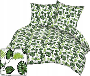 Pościel 160x200 Bawełniana Liście Palmy Monstera