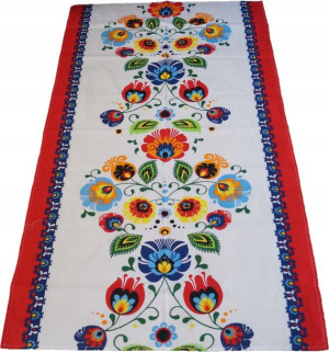 Bieżnik Obrus 65x140 Bawełniany Folk Łowicz Łowick