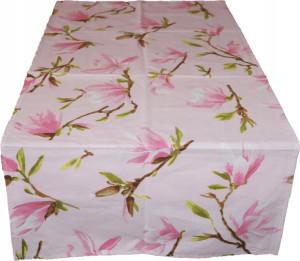 Bieżnik Obrus 60x220 Bawełniany Kwiaty Magnolia