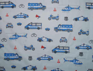 Tkanina Bawełniana Pościelowa Policja Police Auta