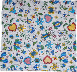Bawełniana Poszewka 45x45 Folk Kaszubska Kwiaty
