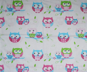 Tkanina Bawełniana Pościelowa Sowa Biała Sówki Owl