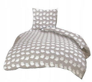 Pościel 100x135 Niemowlęca Sowa Szara Sowy Sówki