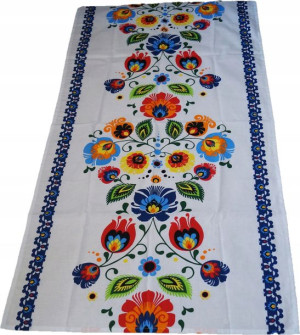 Bieżnik Obrus 65x220 Bawełniany Folk Łowicz Łowick
