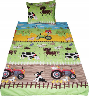 Pościel 120x160 Farma Wieś Traktor Pies Bawełna