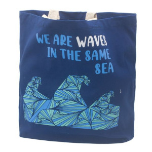 Torba Bawełniana z Nadrukiem We are Waves - Niebieska