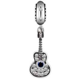 Srebrny Charms 925 Gitara Z Gitarą Gitarka Srebro