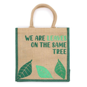 Jutowa Torba Bawełniana z Nadrukiem We are Leaves - Naturalna