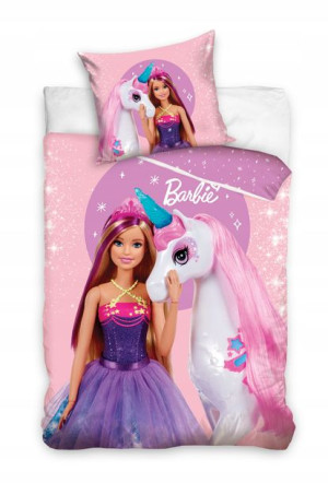 Pościel 140x200 Dziecięca Lalka Jednorożec Barbie