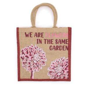 Jutowa Torba z Nadrukiem We are Flowers - Naturalna
