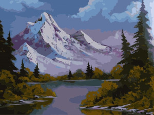 Malowanie po numerach – Alpy po zmroku - 30x40cm rama